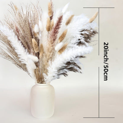 Dried Pampas Grass Decor Bouquet – Natural Fluffy Pampas Stems for Boho Wedding Centerpiece, Living Room Vase Filler, Nursery & Home Decor