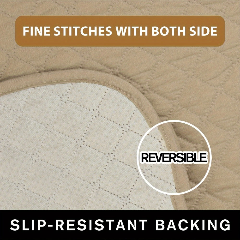 Sofa Cover Quilted Microfiber Three-Seat Panel Set with Two Foam Tubes, Straps and Side Pocket