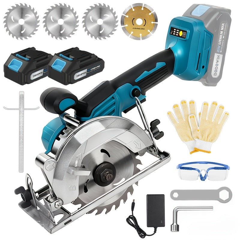 Brushless Circular Saw Kit 21V Cordless, Battery & Charger Included, Adjustable 45° Bevel Cutting