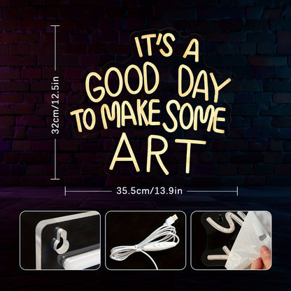 LED Neon Sign "Today Is a Great Day for Creating Art" Dimmable Wall Light for Study Room Classroom Home Living Room