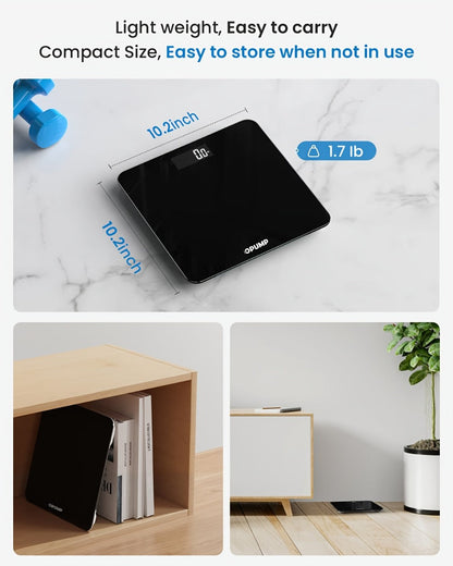 Digital Bathroom Scale High Precision, Electronic Body Weight Scale with Backlit HD LCD Display, kg/lb/st Switchable