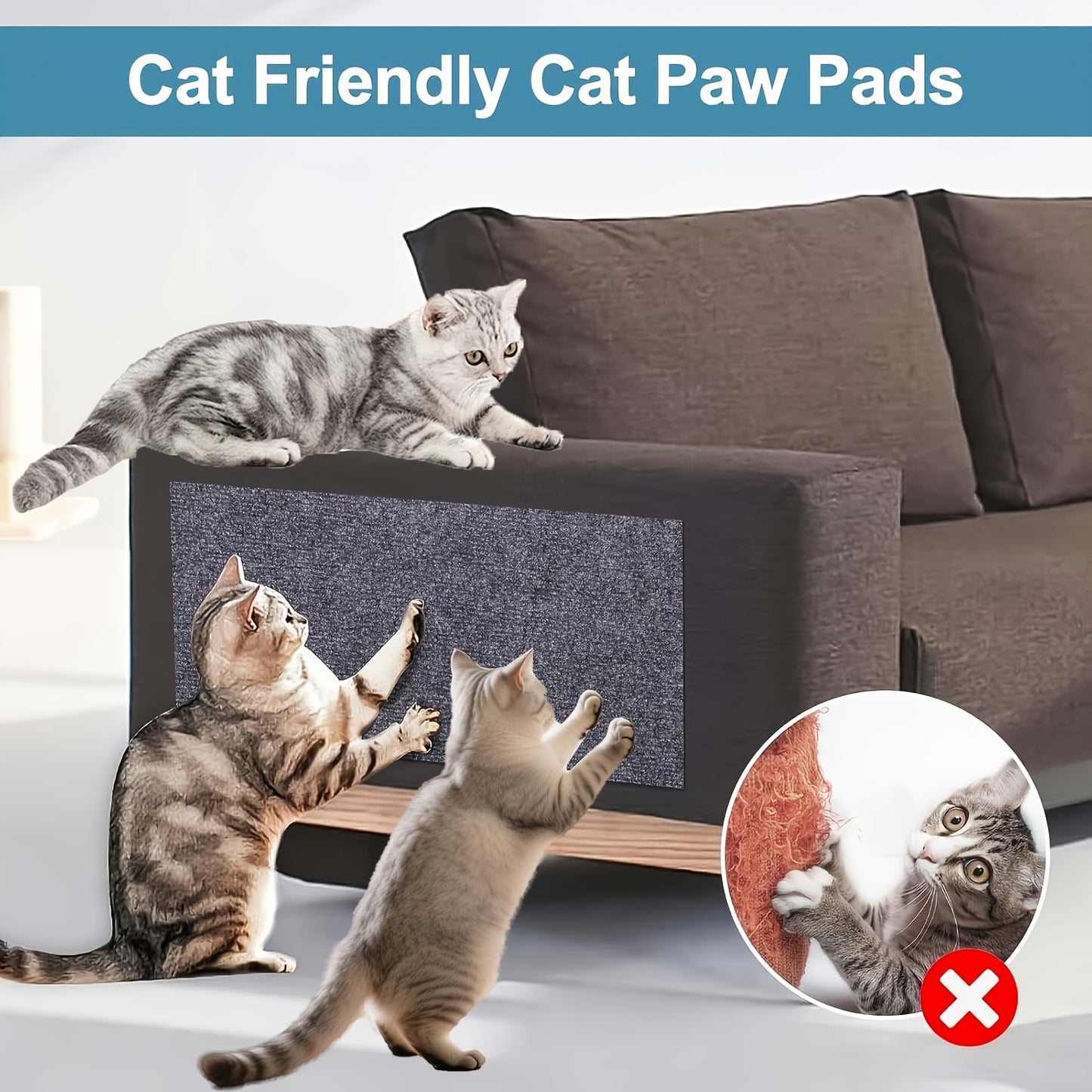 Cat Scratch Pad Self-Adhesive – Durable Cat Scratching Board for Sofa and Wall Protection, Anti-Scratch Furniture Protector Sticker