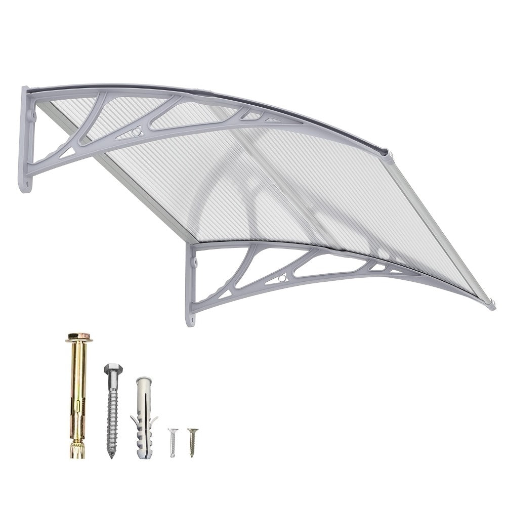 Polycarbonate Window Awning Door Canopy - UV Rain Snow Sun Protection Overhang for Doorways, Patio & Windows