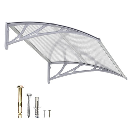 Polycarbonate Window Awning Door Canopy - UV Rain Snow Sun Protection Overhang for Doorways, Patio & Windows