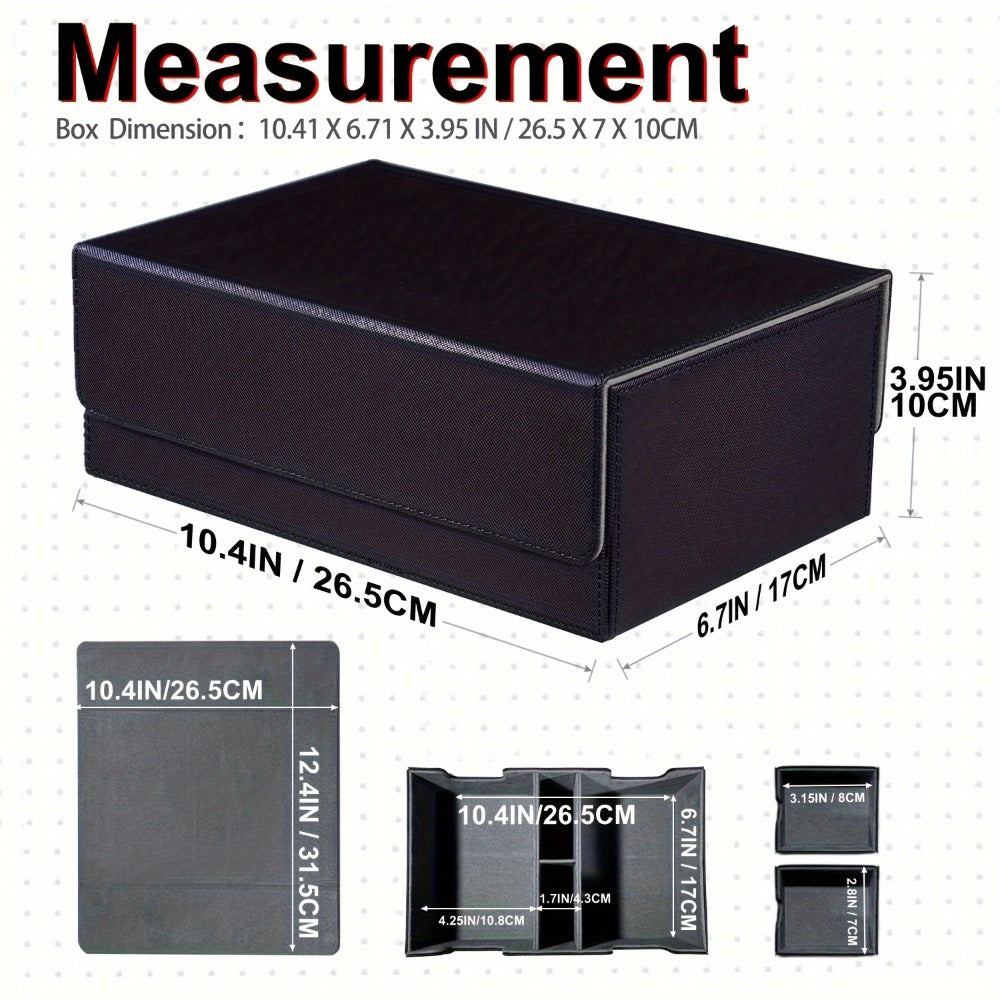 Magnetic Deck Box 600+ Cards High Capacity MTG Card Storage Case 4 Deck Slots with 2 Dice Tray TCG YuGiOh Trading Card Organizer