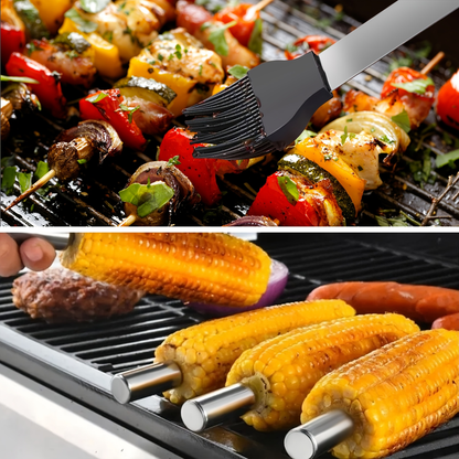 15- or 24-Piece BBQ Tool Set with Spatula, Tongs, Forks, Skewers, Brushes and Carry Case Pictured