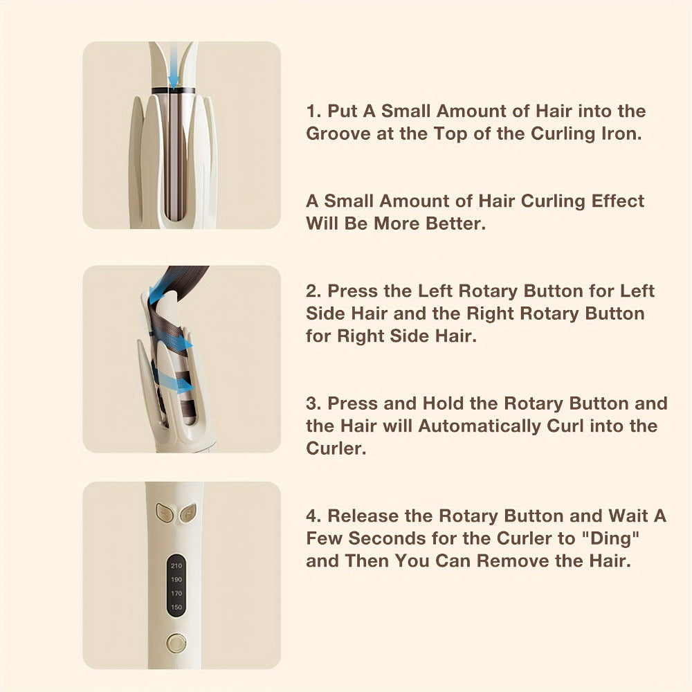 Hair Curler 28mm Barrel Negative Ion Technology 4 Temperature Settings Fast Heating Portable for Home, Travel and Salon Hair Styling