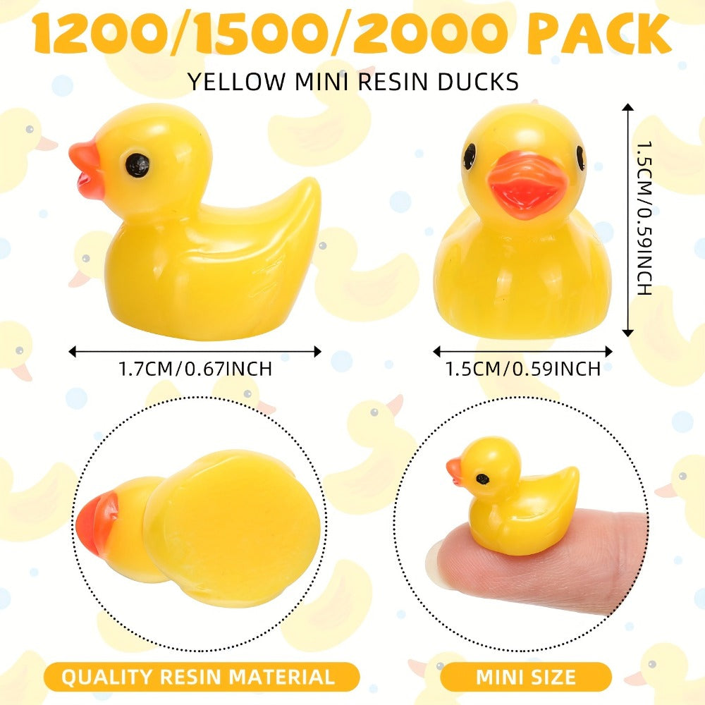 Mini Rubber Ducks Bulk 1200pcs, Tiny Yellow Resin Duck Figures for Hide & Seek Prank, Cruise Ship Duck