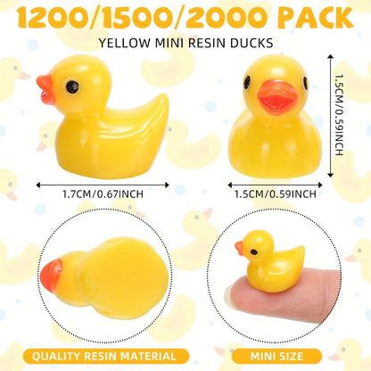 Mini Rubber Ducks Bulk 1200pcs, Tiny Yellow Resin Duck Figures for Hide & Seek Prank, Cruise Ship Duck