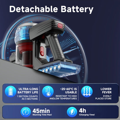 Cordless Vacuum Cleaner with Green Light Indicator for Entryways, Bedrooms and Living Spaces