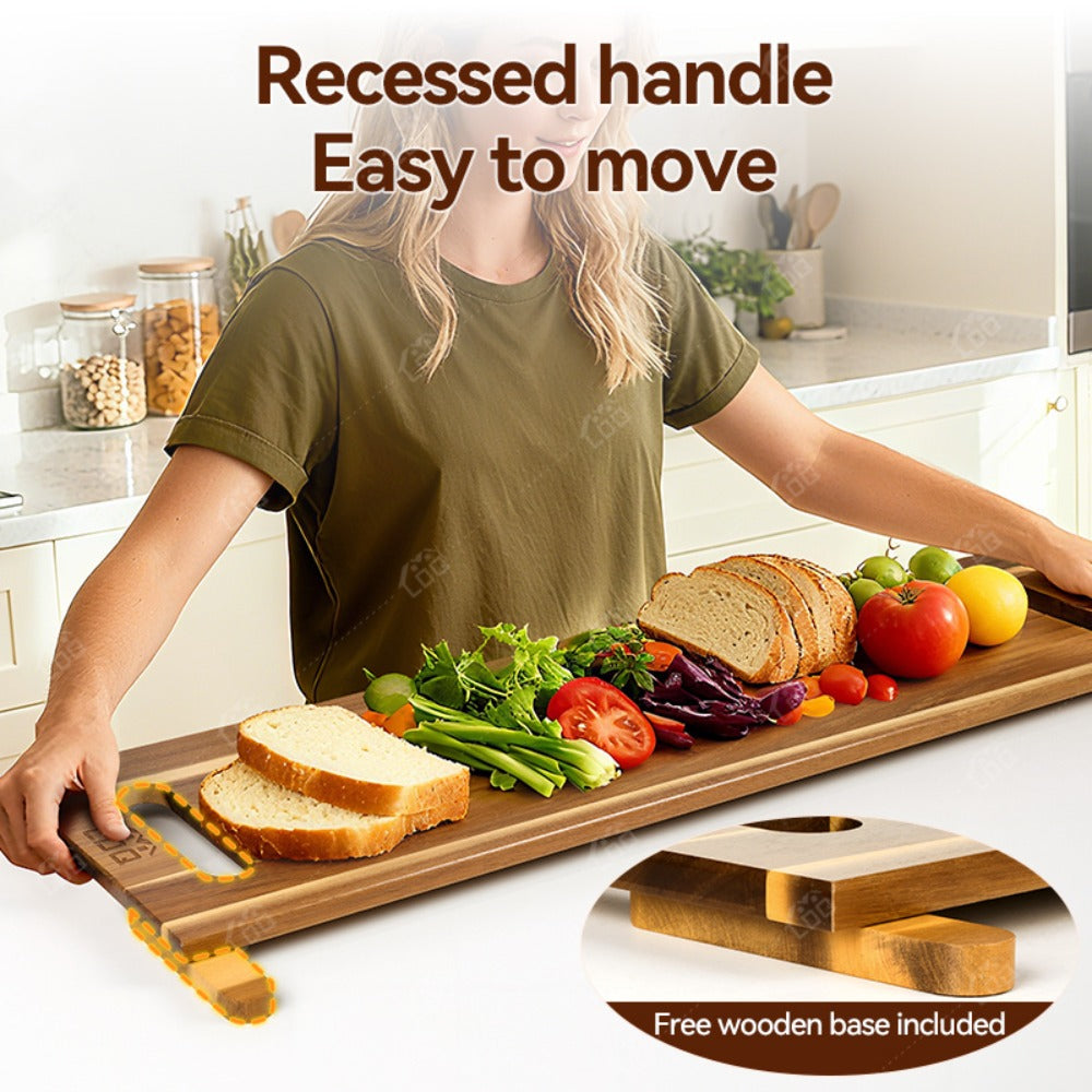 Charcuterie Board Extra Large 36x12 Inch Acacia Wood Cutting Board with Handles 3FT Rectangular Cheese Serving Platter Oversized Grazing