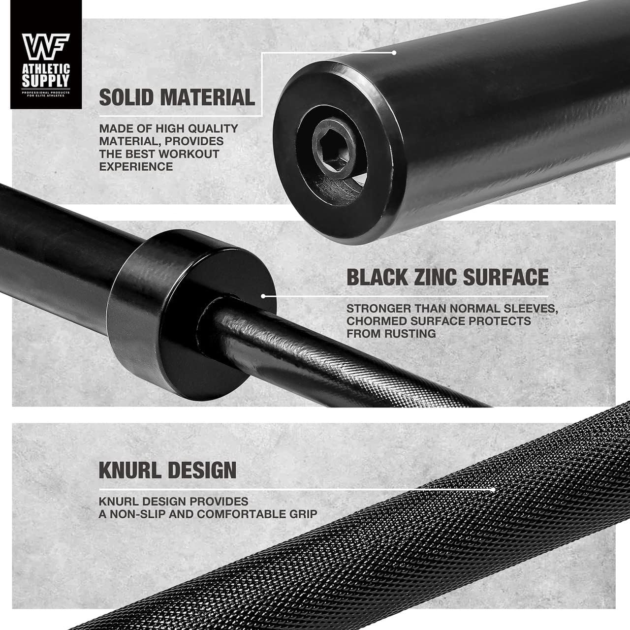 6FT Olympic Barbell Bar 2 Inch | 28mm Grip Shaft Cold Rolled Steel | 30lb Weightlifting Bar for Squat Deadlift Bench Press Powerlifting |