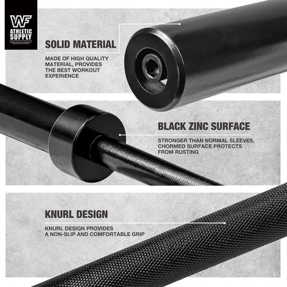 6FT Olympic Barbell Bar 2 Inch | 28mm Grip Shaft Cold Rolled Steel | 30lb Weightlifting Bar for Squat Deadlift Bench Press Powerlifting |
