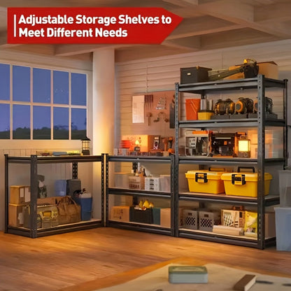 Shelving Unit 5-Tier Metal Storage Shelves, 60"H x 28"W x 12"D Adjustable Steel Rack for Garage, Closet