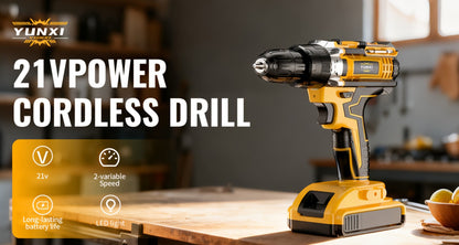 Cordless Impact Drill Set 21V, Electric Power Drill with 2.0Ah Battery, Fast Charger, Screwdriver Bits