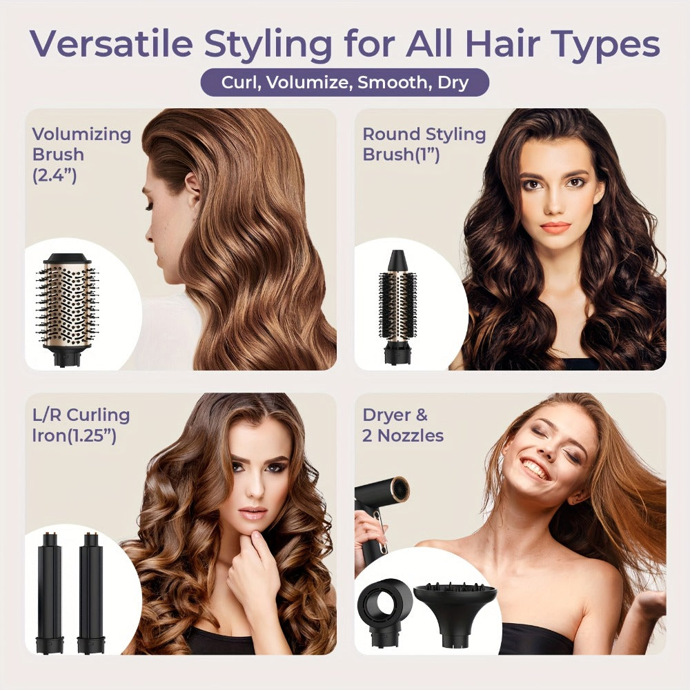 OUDIM 6-in-1 Hot Air Brush Hair Styling Tool with 110, 000 RPM Motor, Foldable Handle and Storage Bag