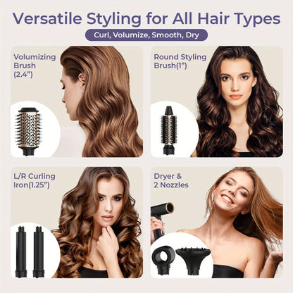 OUDIM 6-in-1 Hot Air Brush Hair Styling Tool with 110, 000 RPM Motor, Foldable Handle and Storage Bag