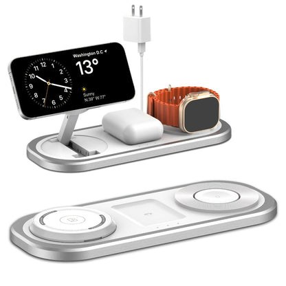 Wireless Charging Station, Foldable 3-in-1 15W Pad for iPhone, Samsung Galaxy, Apple Watch and AirPods Models
