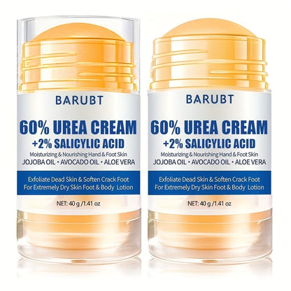 Two-Piece 40g Roll-On Foot Cream Set for Feet with 60% Urea and 2% Salicylic Acid Labeling
