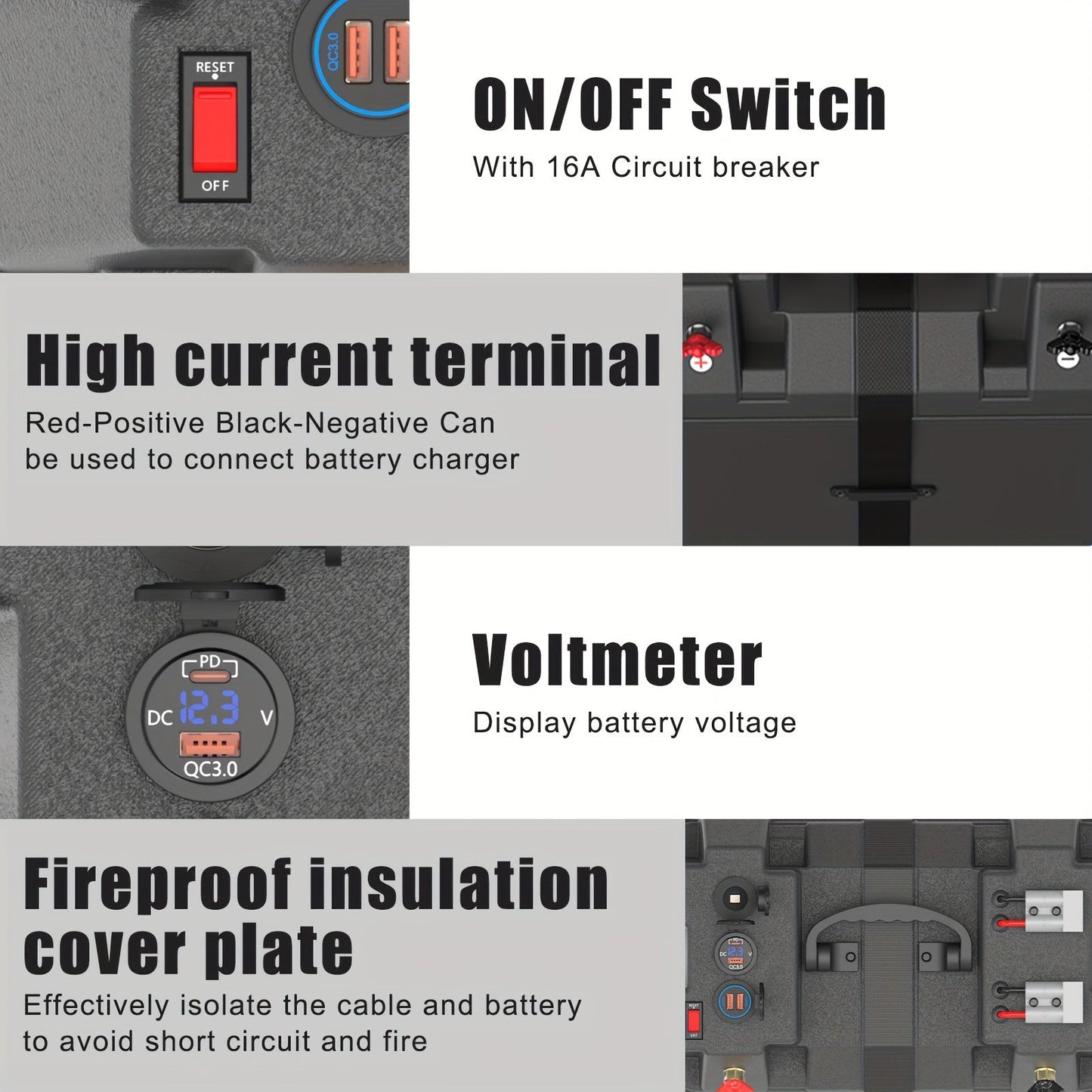 RV Battery Box Power Center Group 24-31 Smart Battery Holder with QC3.0 PD Fast Charge USB DC for an Everyday Personal Care Routine