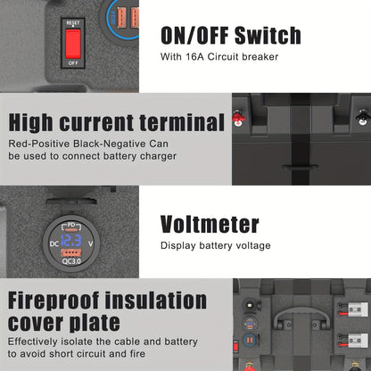 RV Battery Box Power Center Group 24-31 Smart Battery Holder with QC3.0 PD Fast Charge USB DC for an Everyday Personal Care Routine
