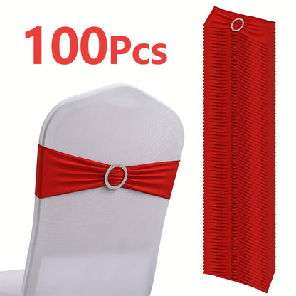 Chair Sashes for Wedding 100pcs Stretch Spandex Elastic Chair Sash Bands with Buckle for Dining Chairs Banquet Party Event Decor