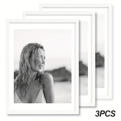 Picture Frames 12x16 Set of 3 – Classic Wood Poster Frames, Horizontal & Vertical Wall Hanging, Multi-Color Options for Bedroom Office