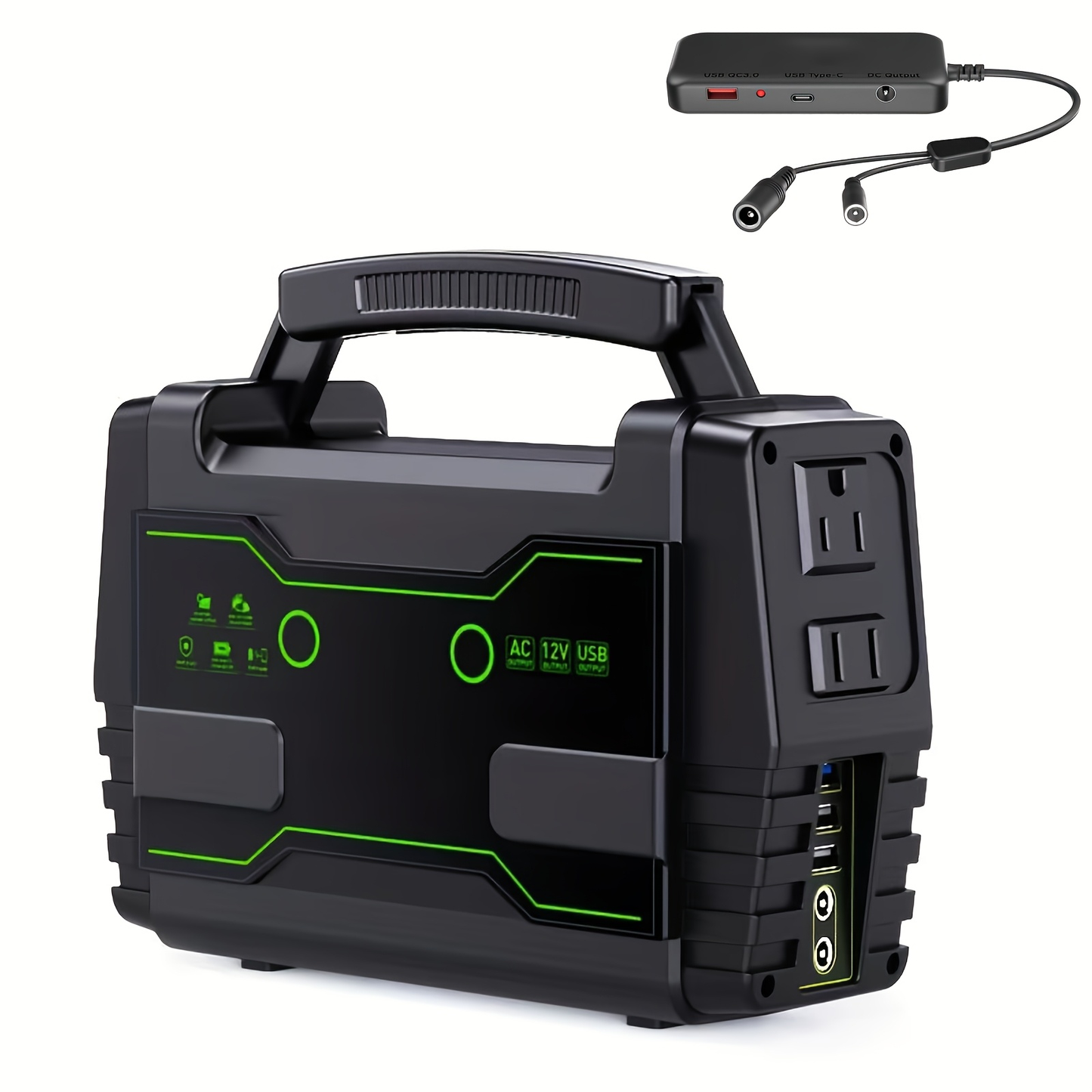 Portable Power Station 155Wh or 222Wh Configurations with AC Outlet, USB Ports, LED Light and Solar Option