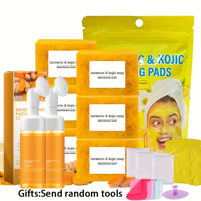 Turmeric Kojic Acid Brightening Soap Handmade Lemon Cold Process Deep Cleansing Hydrating Bar for Face & Body All Skin Types