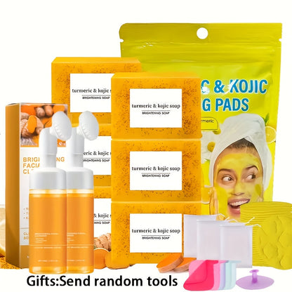 Turmeric Kojic Acid Brightening Soap Handmade Lemon Cold Process Deep Cleansing Hydrating Bar for Face & Body All Skin Types