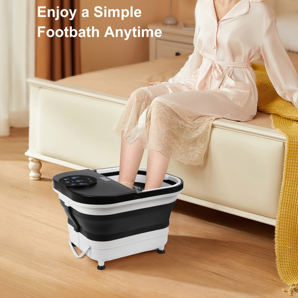 Foldable Foot Spa Bath with 20 Massage Rollers, Touchscreen Temperature Display, Remote Control & Shower