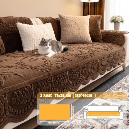 Sofa Cover Quilted Plush-Texture Panels in 35.5-Inch Width for 1 to 4 Seats, Backrest or Armrest