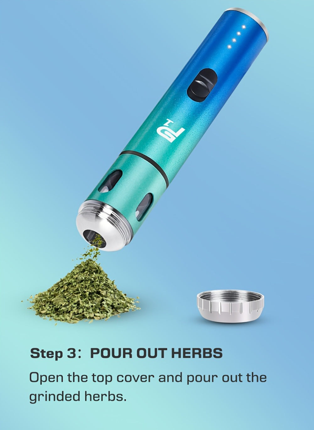 Electric Herb Grinder USB Rechargeable, Portable Spice Mill with One-Button Operation, Travel Bag