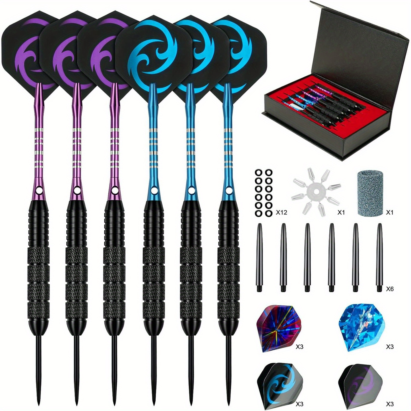 Professional Darts Set with Iron Tips, PET Shafts & Gift Box – Complete Dart Set for Training & Competition