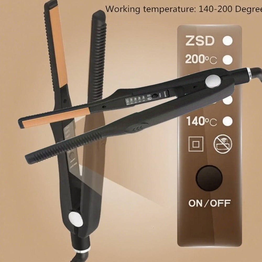 2-in-1 Ceramic Flat Iron Hair Straightener Curling Iron Adjustable Temperature Portable Mini, for Home, Travel and Salon Hair Styling
