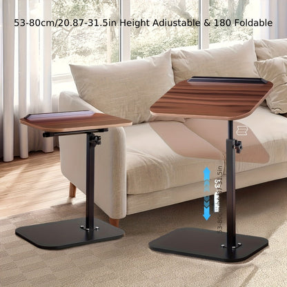 Compact Black Overbed Table with 360-Degree Rotating Top, 53–80 cm Height and 40 x 30 cm Base