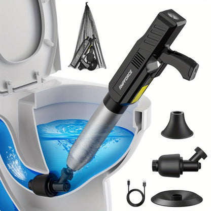 Electric Cordless Toilet Plunger 8V - High-Pressure Pneumatic Drain Opener with Real-Time Pressure Display