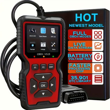 OBD2 Scanner Tool V519 – Professional Code Reader for Check Engine Light, Live Data & Diagnostic Trouble Codes | Works on All 1996+ Cars