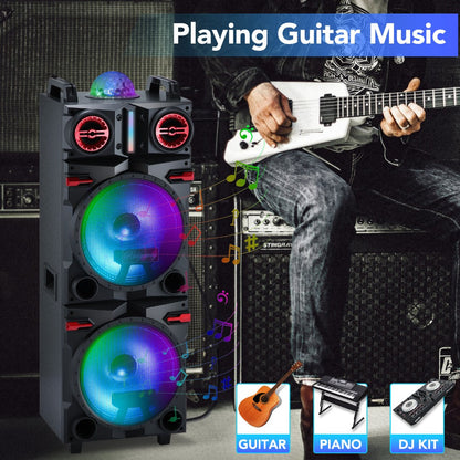 Karaoke Party Bluetooth Speaker with Sound Reactive Lights, 1000W Peak DJ Subwoofer Stereo Boombox