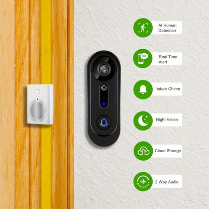 Smart Doorbell Camera 1080P HD Wireless Battery Powered – Night Vision, Motion Detection, Two-Way Audio, Indoor Chime