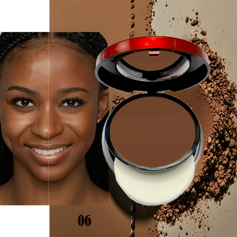 Pressed Powder Foundation Contour Matte Ful1l Coverage Oil Control Waterproof, 6 Shades Light to Dark