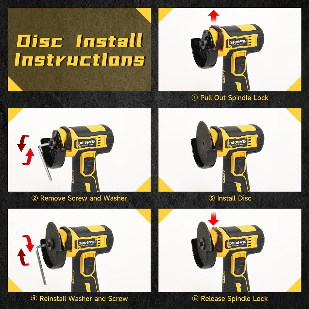 Power Tools DODOWIN 12V Mini Cordless Angle Grinder with 19, 500 and 5, 000 RPM Modes and Battery Options