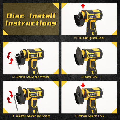 Power Tools DODOWIN 12V Mini Cordless Angle Grinder with 19, 500 and 5, 000 RPM Modes and Battery Options