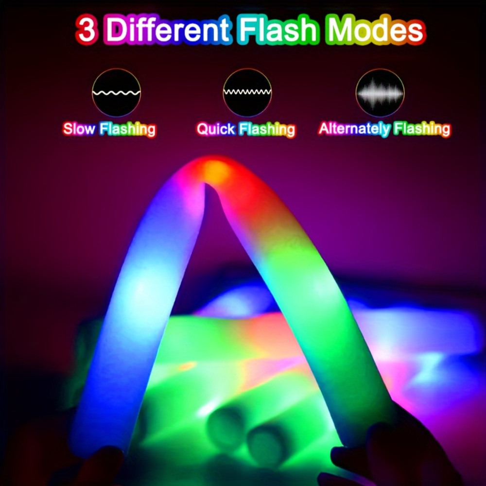 LED Glow Sticks Party Set, Foam Glow Sticks with 3 Light Modes, Glow Glasses, Headbands & Finger Lights for Rave