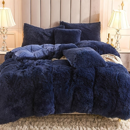Plush Duvet Cover 100% Polyester Soft Warm Zipper Closure Cozy Bedroom Bedding Twin Full Queen King Solid Tie Dye 14 Colors for Bedroom