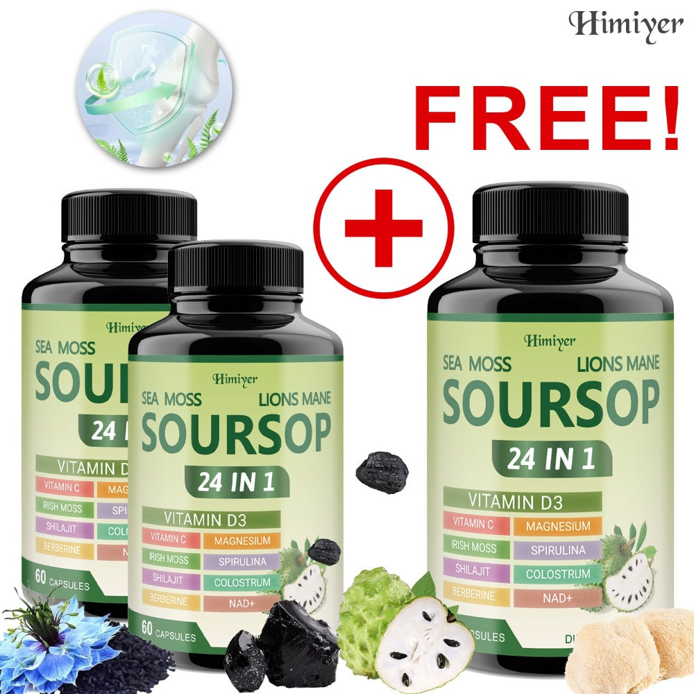 Soursop Capsules Advanced Herbal Supplement with Shilajit, Irish Moss, Berberine & NAD+, Immunity