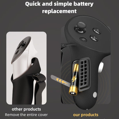 Meta Quest 3 & 3S Controller Grip Cover Silicone Hand Strap Protector – Anti-Throw Knuckle Strap Adjustable Battery Opening VR Controller