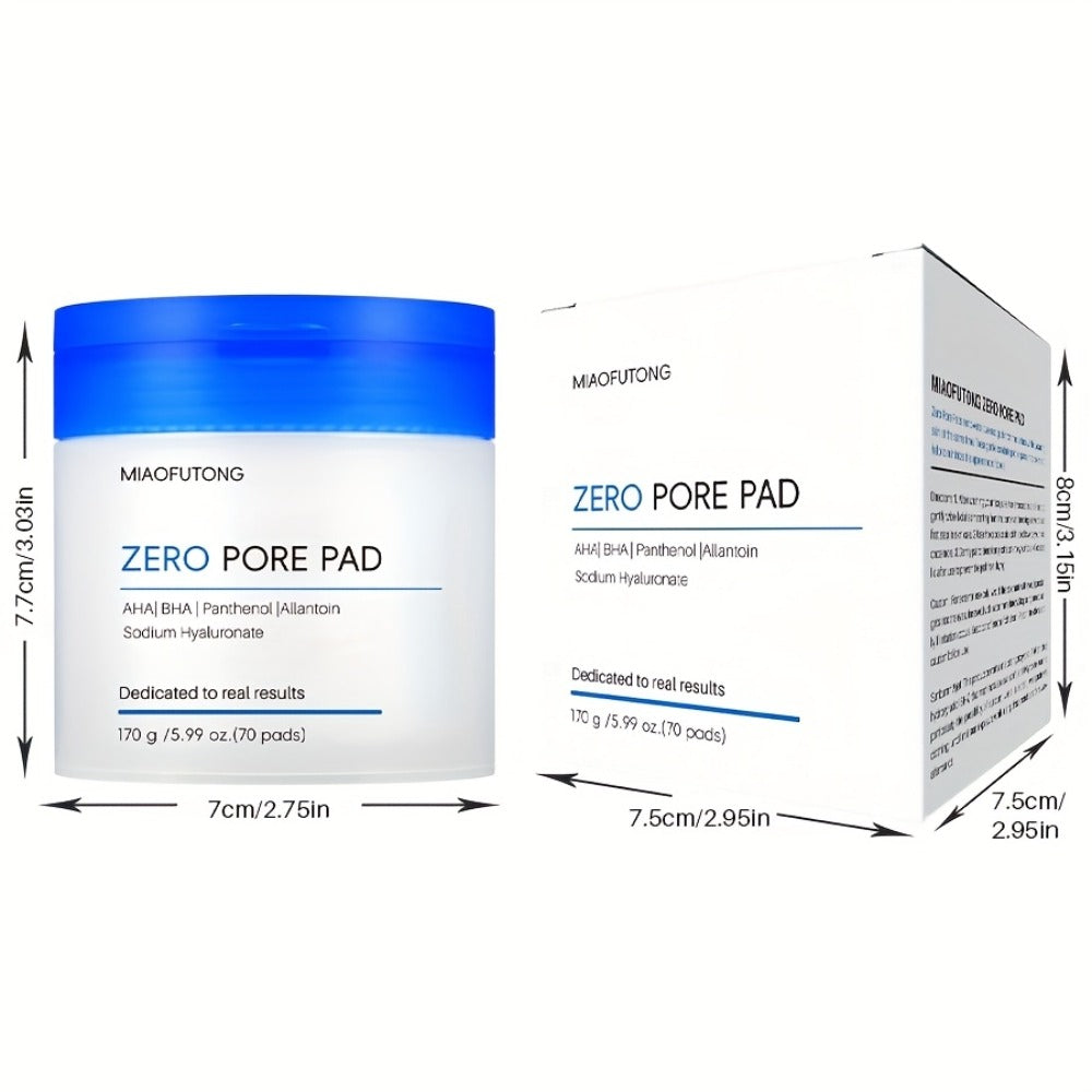 AHA BHA Toner Pads Zero Pore 70pcs - Deep Cleansing, Oil Control & Hydration with Hyaluronic Acid
