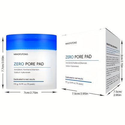 AHA BHA Toner Pads Zero Pore 70pcs - Deep Cleansing, Oil Control & Hydration with Hyaluronic Acid