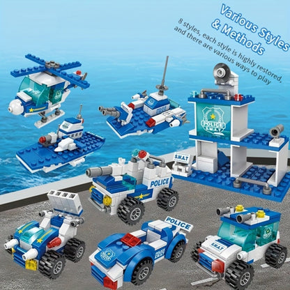 City Police Building Blocks Set 700 Pieces, Patrol Car Truck with Action Figures, Brick Toy for Boys Role Play STEM